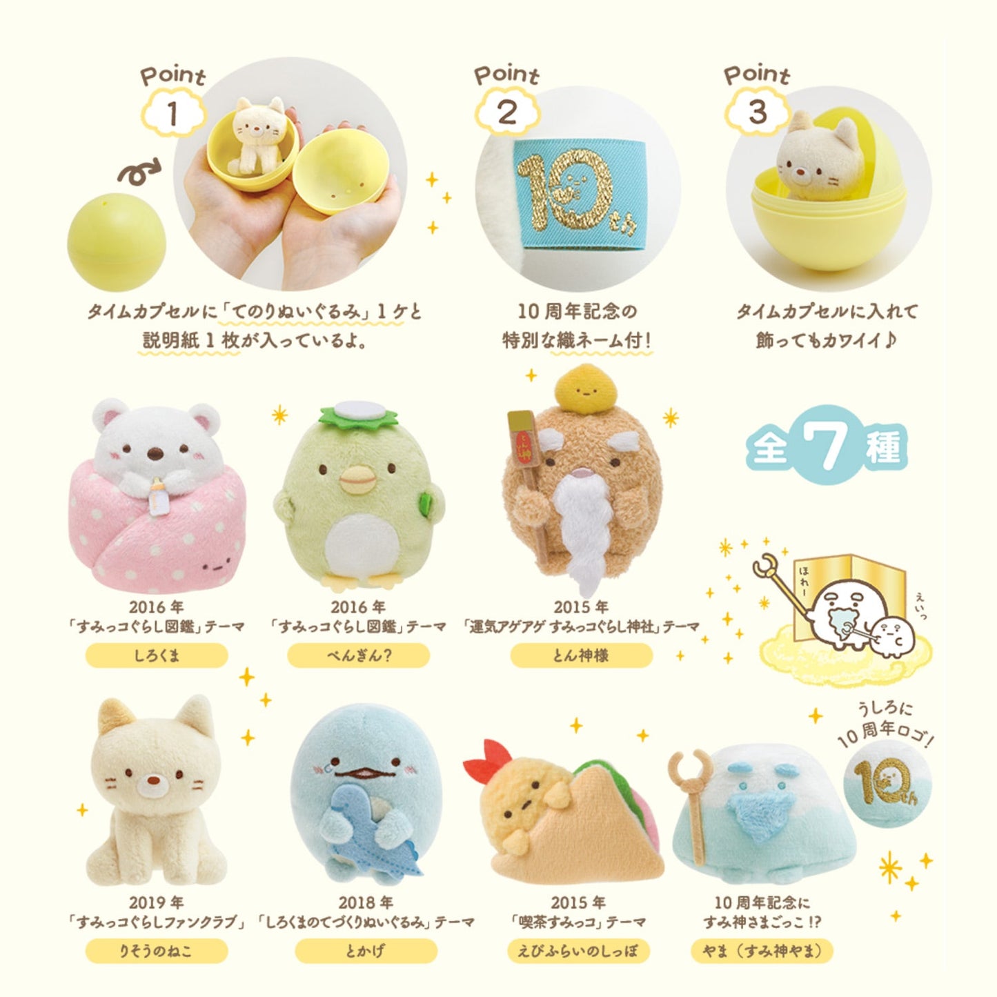 Sumikko Gurashi | 10th Anniversary: Time Capsule | Ebifurai no Shippo (Sandwich) Tenori Mini Plush | Limited Edition