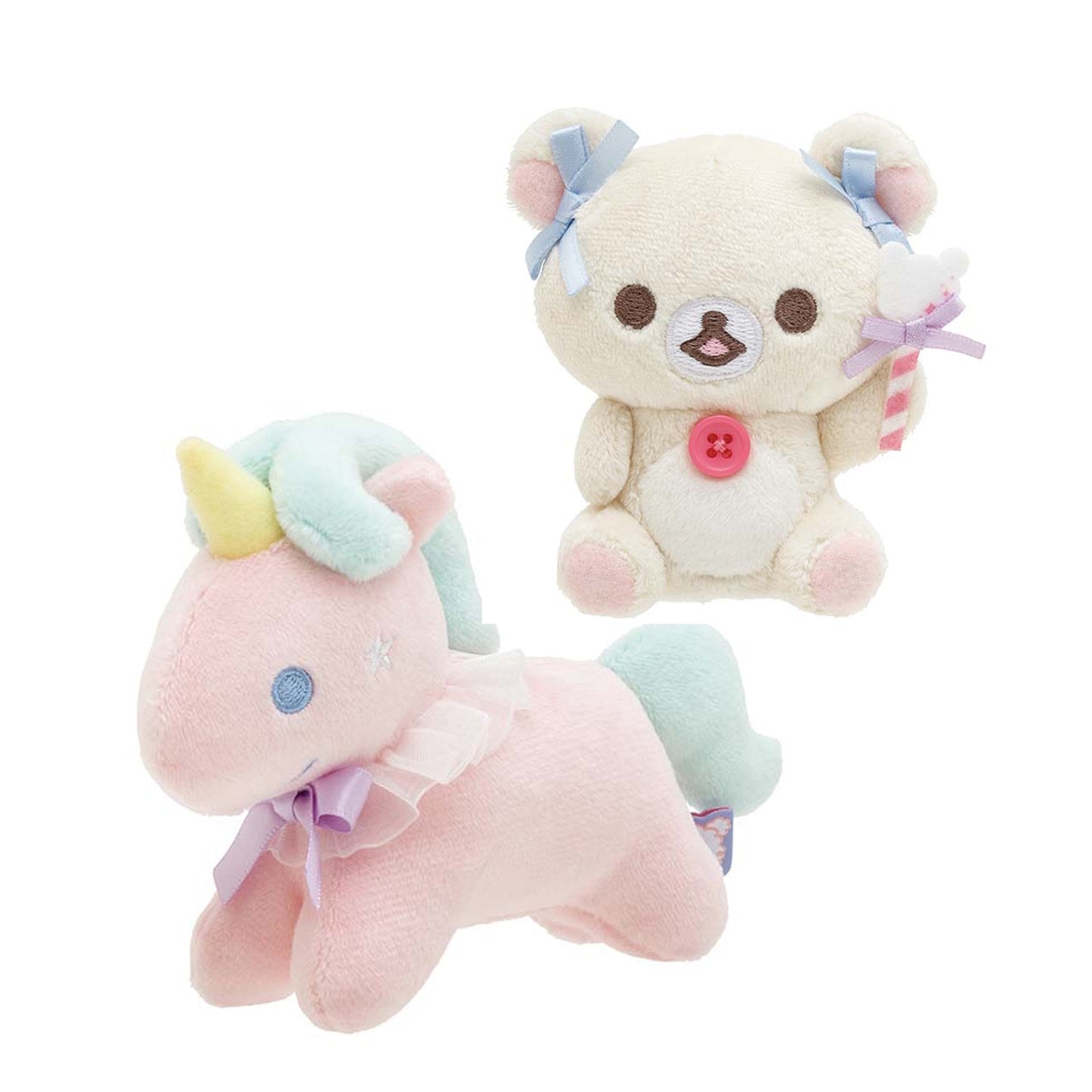 Rilakkuma | Skys lockige Zuckerwatte | Korilakkuma & Einhorn Tenori Mini-Plüschset