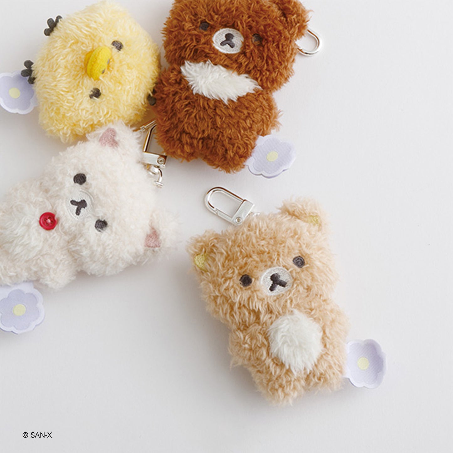 Rilakkuma | Basic Rilakkuma Flower | Korilakkuma Fluffy Keychain Mini Plush