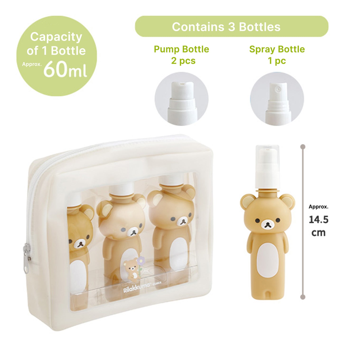 Rilakkuma | Grundlegende Rilakkuma-Blume | Rilakkuma Flaschenbeutel-Reiseset