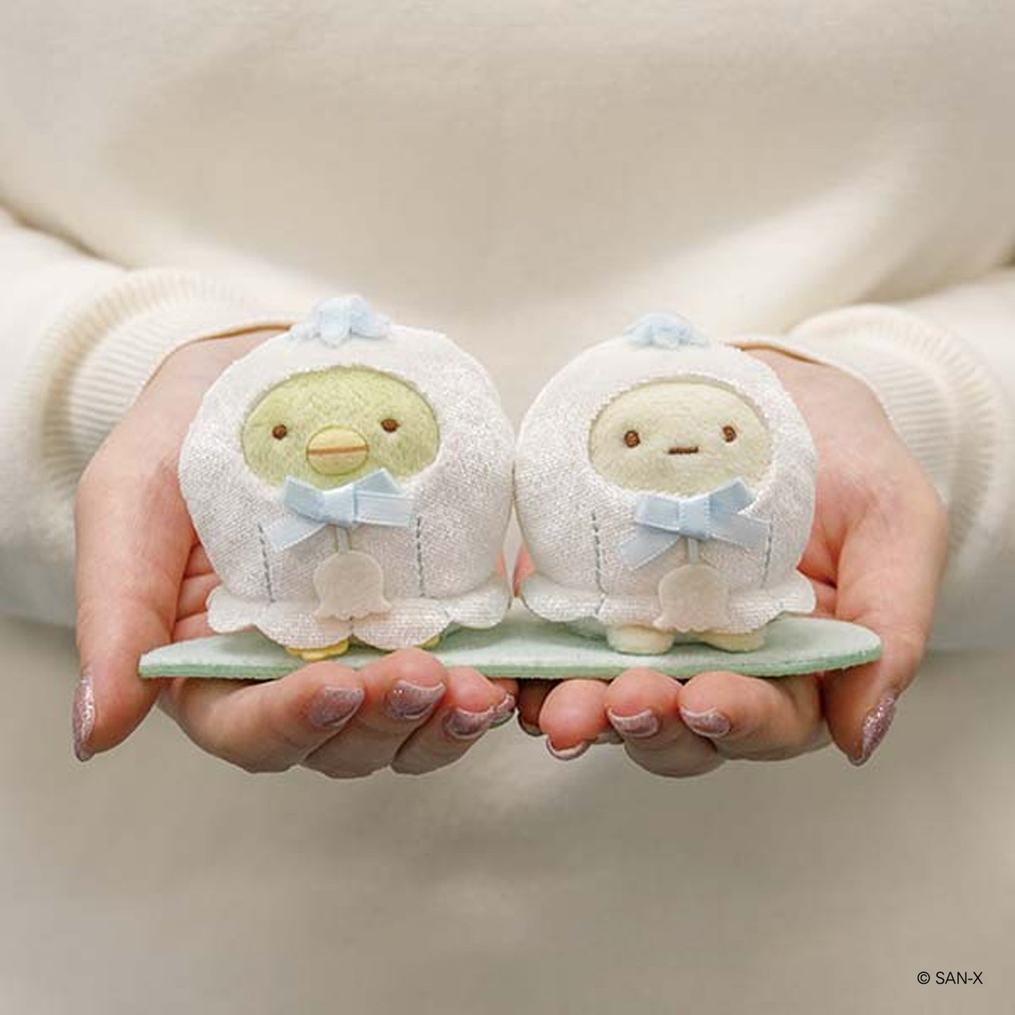 Sumikko Gurashi | Zassou & Fairy's Flower Garden | Penguin? & Tapioca (Lilies of the Valley) Tenori Small Plush Set
