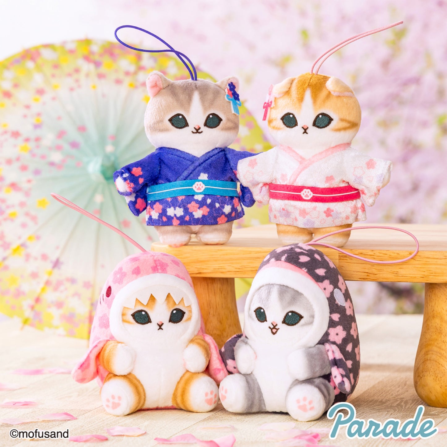 Mofusand | Sakura Cherry blossoms in Full Bloom | Orange Cat Yukata Pink Mascot Mini Plush | Taito Limited