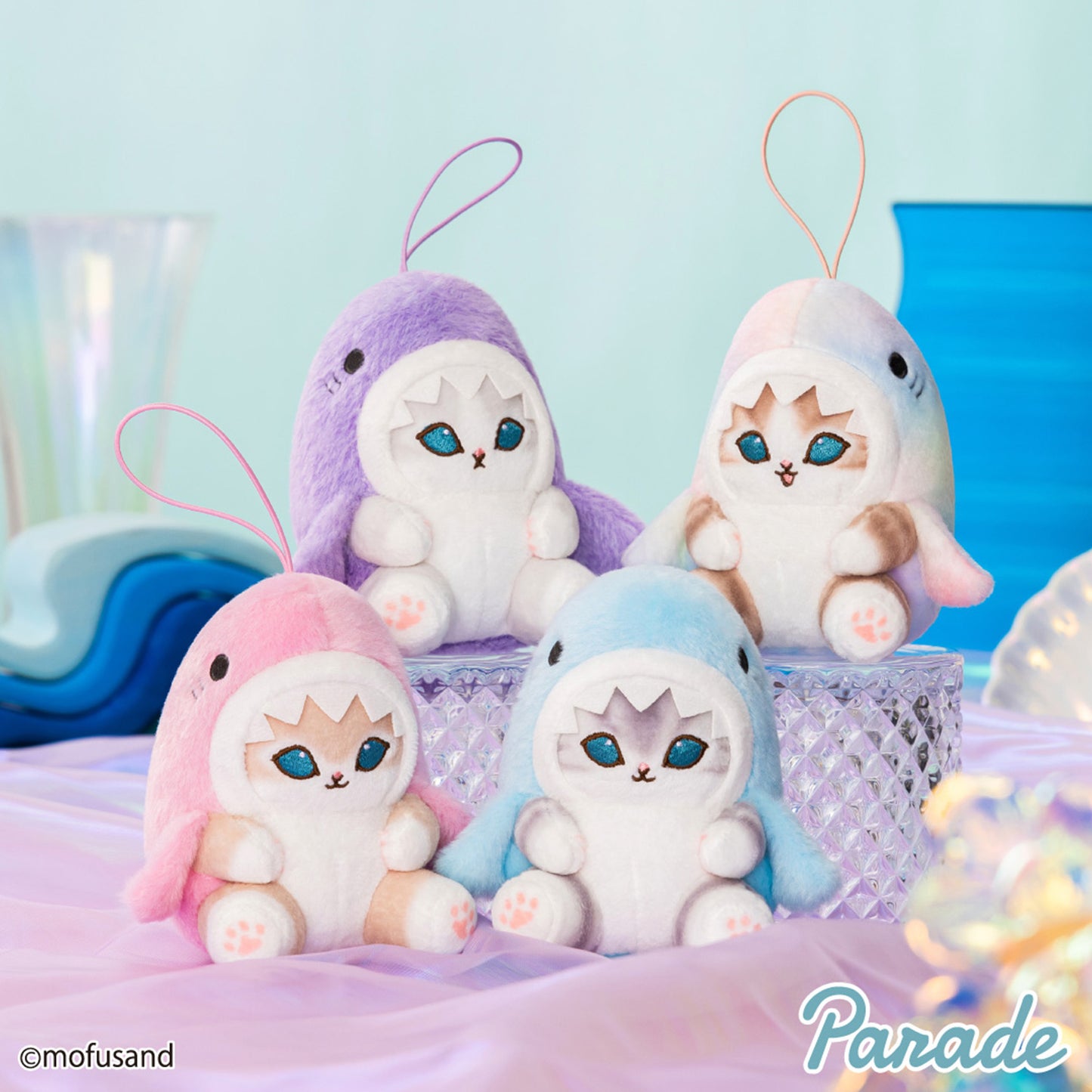 Mofusand | Pastell-Serie | Hai Pink Schlüsselanhänger Mini Plüsch