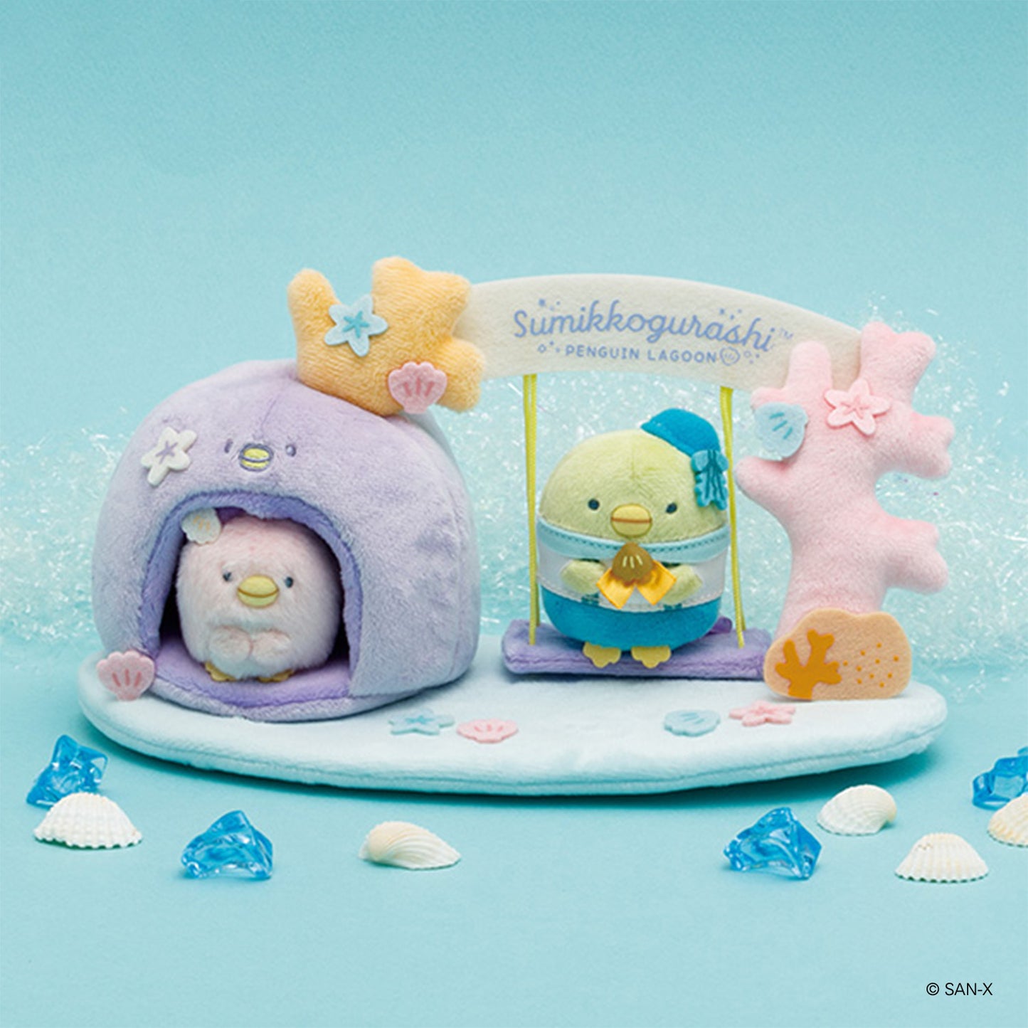 VORBESTELLUNG | Sumikko Gurashi | Pinguin-Lagune | Rosa Pinguin Hina Tenori Mini Plüsch