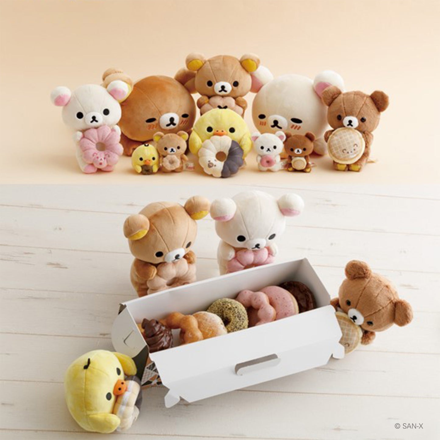 Rilakkuma | Mister Donut | Chairoikoguma (Angel Cream) Tenori Mini Plush