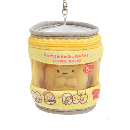 Sumikko Gurashi | Shirokuma's Corn Soup | Tapioca (Corn) & Soup Can Pouch Keychain Tenori Mini Plush Set