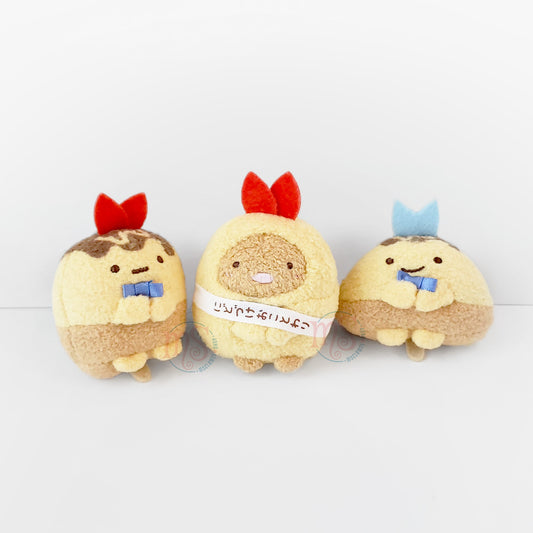 Sumikko Gurashi | Agekko Festival | Ebifurai no Shippo, Tonkatsu & Ajifurai no Shippo (Takoyaki) Keychain Tenori Mini Plush Set | Kansai Shop Limited