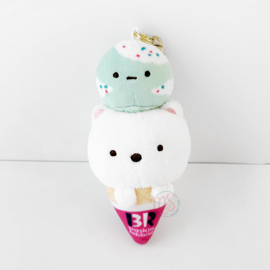 Sumikko Gurashi | Baskin Robbins | Shirokuma (Popping Shower Cone) Keychain Tenori Mini Plush