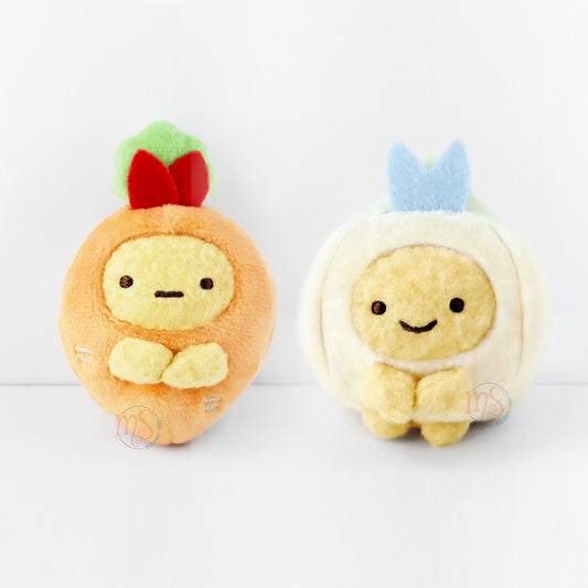 Sumikko Gurashi | Food Kingdom | Ebifurai & Ajifurai no Shippo (Carrot & Onion) Tenori Mini Plush Set | Shop Limited