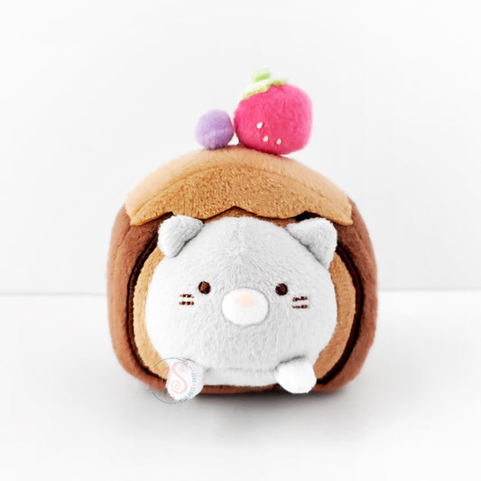 Sumikko Gurashi | Cat Siblings and Sweet Shop | Neko Cat Gray (Roll Cake) Tenori Mini Plush