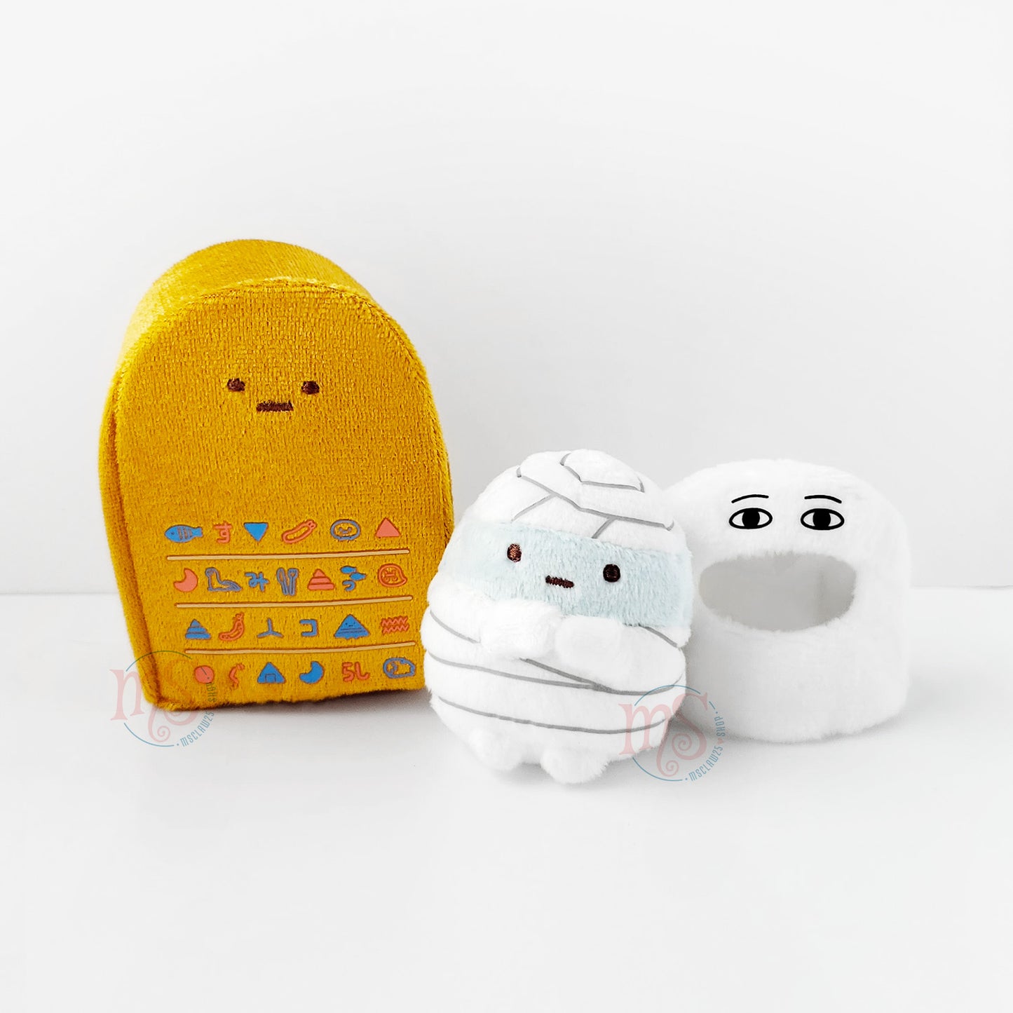 Sumikko Gurashi | Ancient Egypt Exhibition | Tapioca & Mummy Bed Tenori Mini Plush Set | Collab Limited