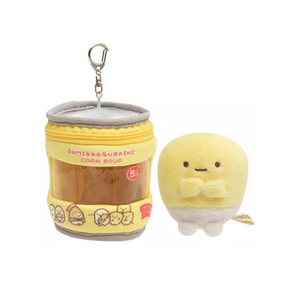 Sumikko Gurashi | Shirokuma's Corn Soup | Tapioca (Corn) & Soup Can Pouch Keychain Tenori Mini Plush Set