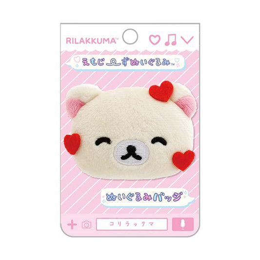 Rilakkuma | Emoji Series | Korilakkuma (In Love) Mini Plush Badge