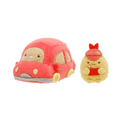 Sumikko Gurashi | Mysterious Child of Makeshift Factory | Ebifurai no Shippo & Tonkatsu (Toy Car) Tenori Mini Plush Set | Limited Edition