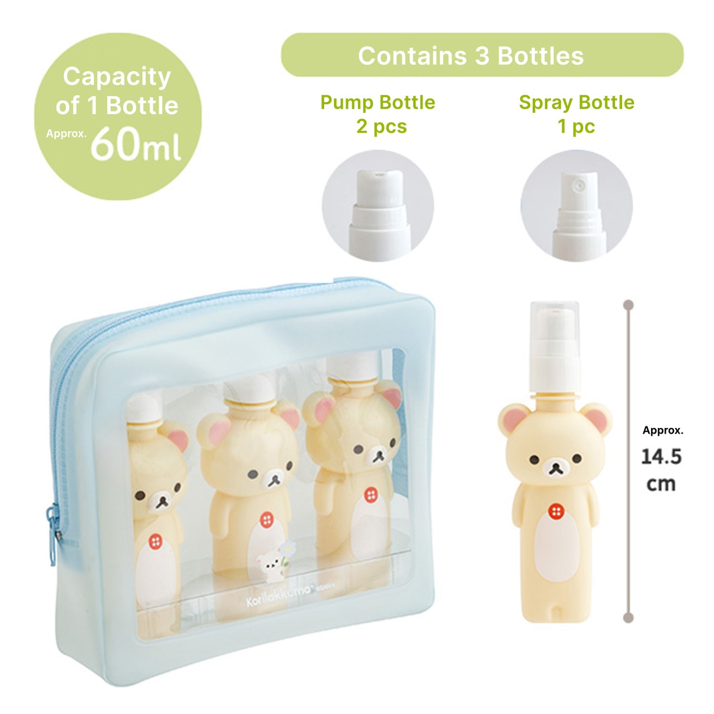 Rilakkuma | Basic Rilakkuma Flower | Korilakkuma Bottle Pouch Travel Set