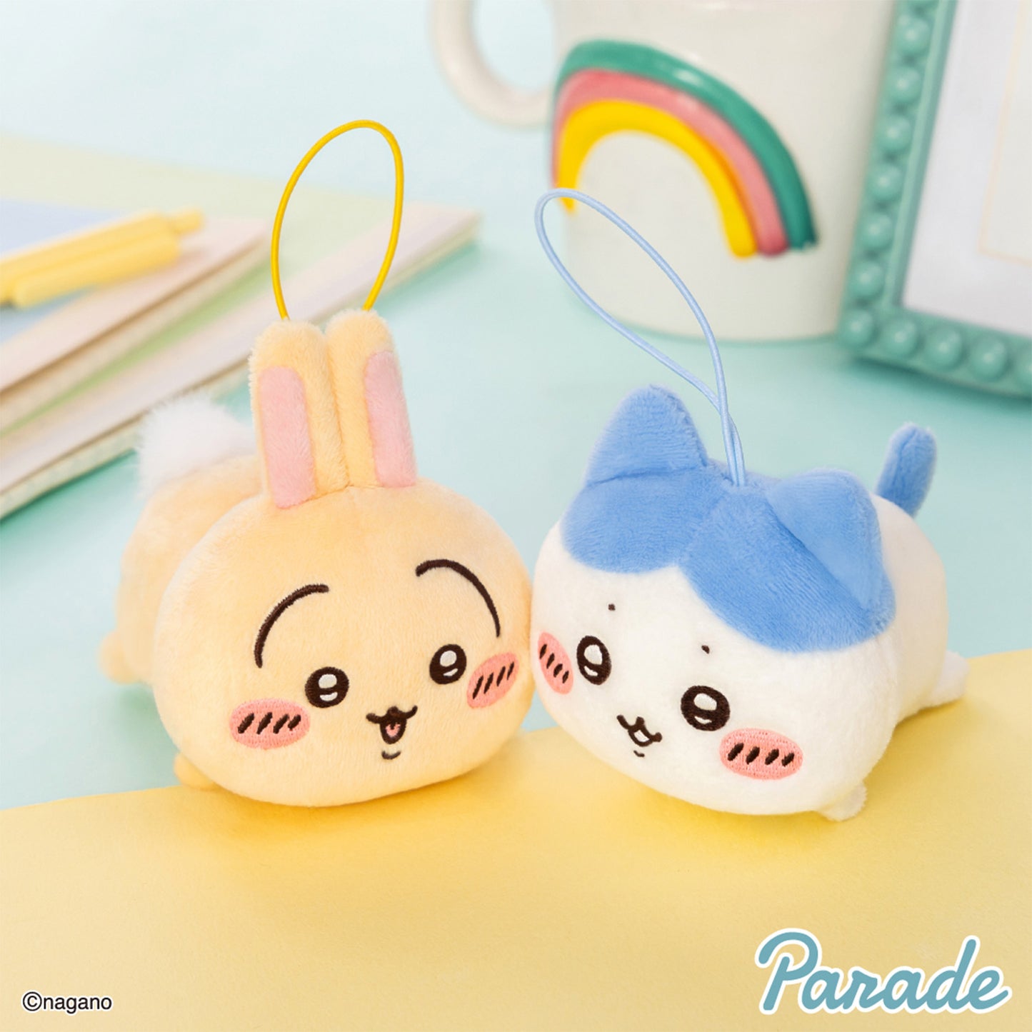 Chiikawa | Porte-clés mini-peluche Hachiware allongé
