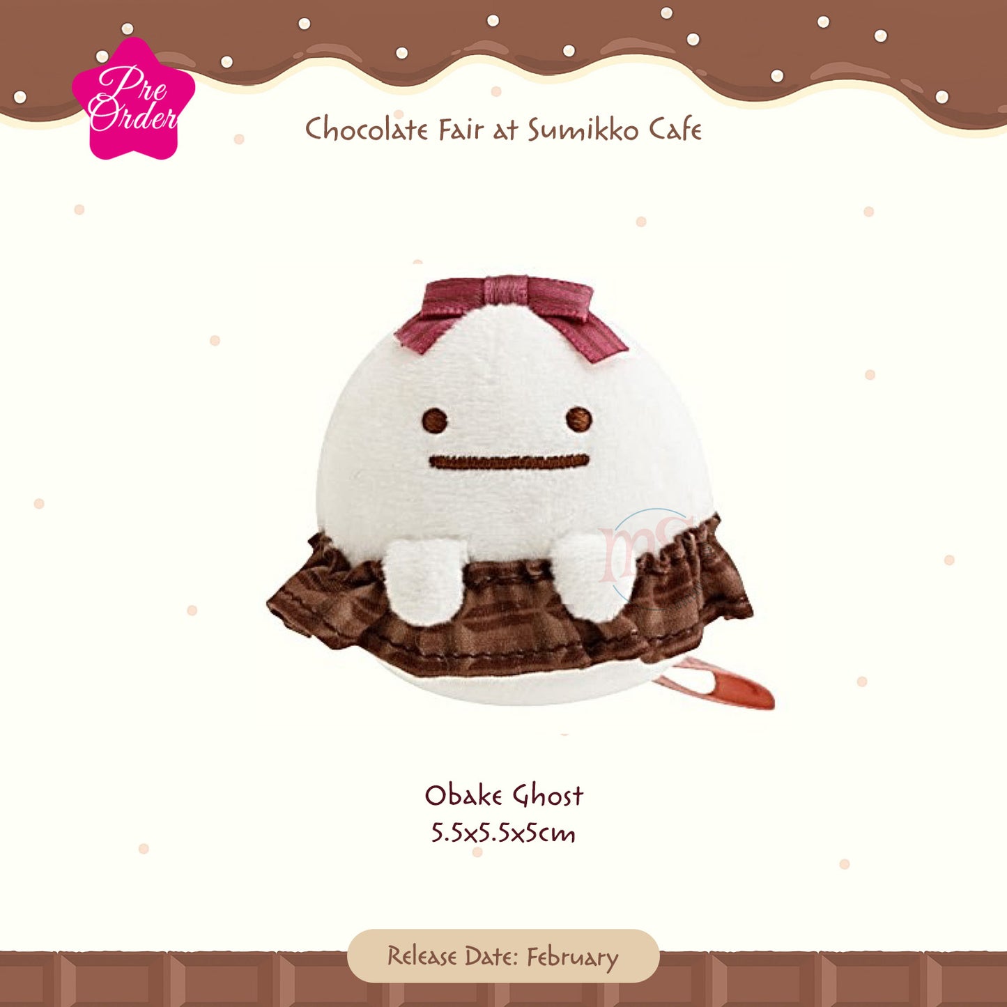 PRE-ORDER | Sumikko Gurashi | Chocolate Fair at Sumikko Cafe | Obake Ghost Tenori Mini Plush