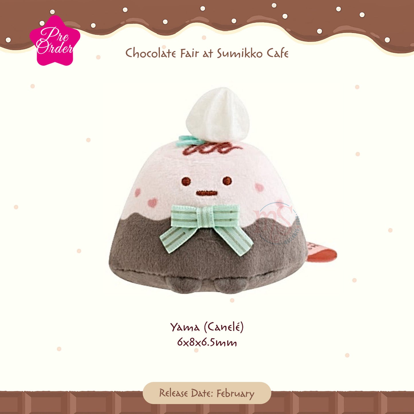 PRE-ORDER | Sumikko Gurashi | Chocolate Fair at Sumikko Cafe | Yama (Canelé) Tenori Mini Plush