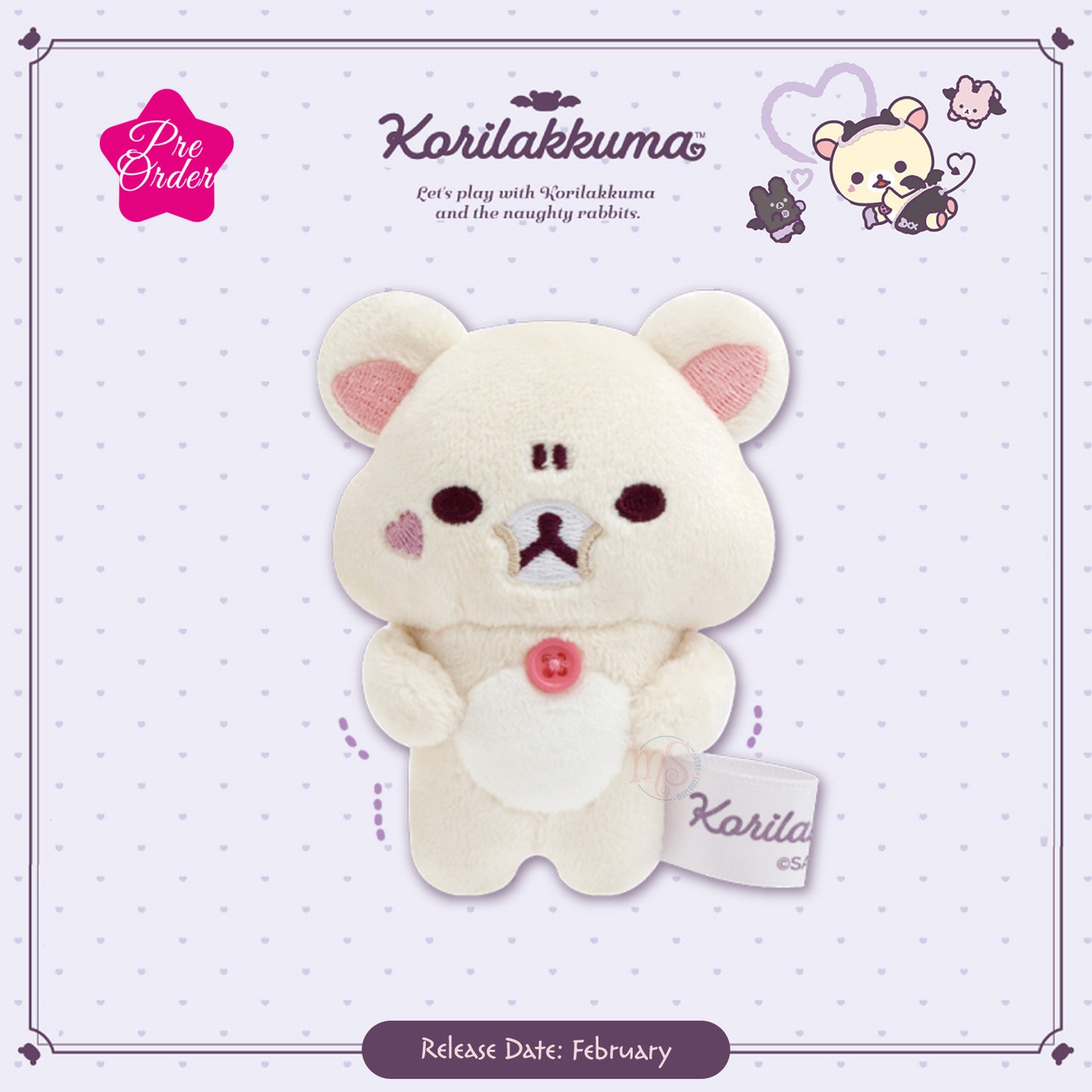 PRE-ORDER | Rilakkuma | Korilakkuma's Little Devil Mood | Korilakkuma Angry Tenori Mini Plush