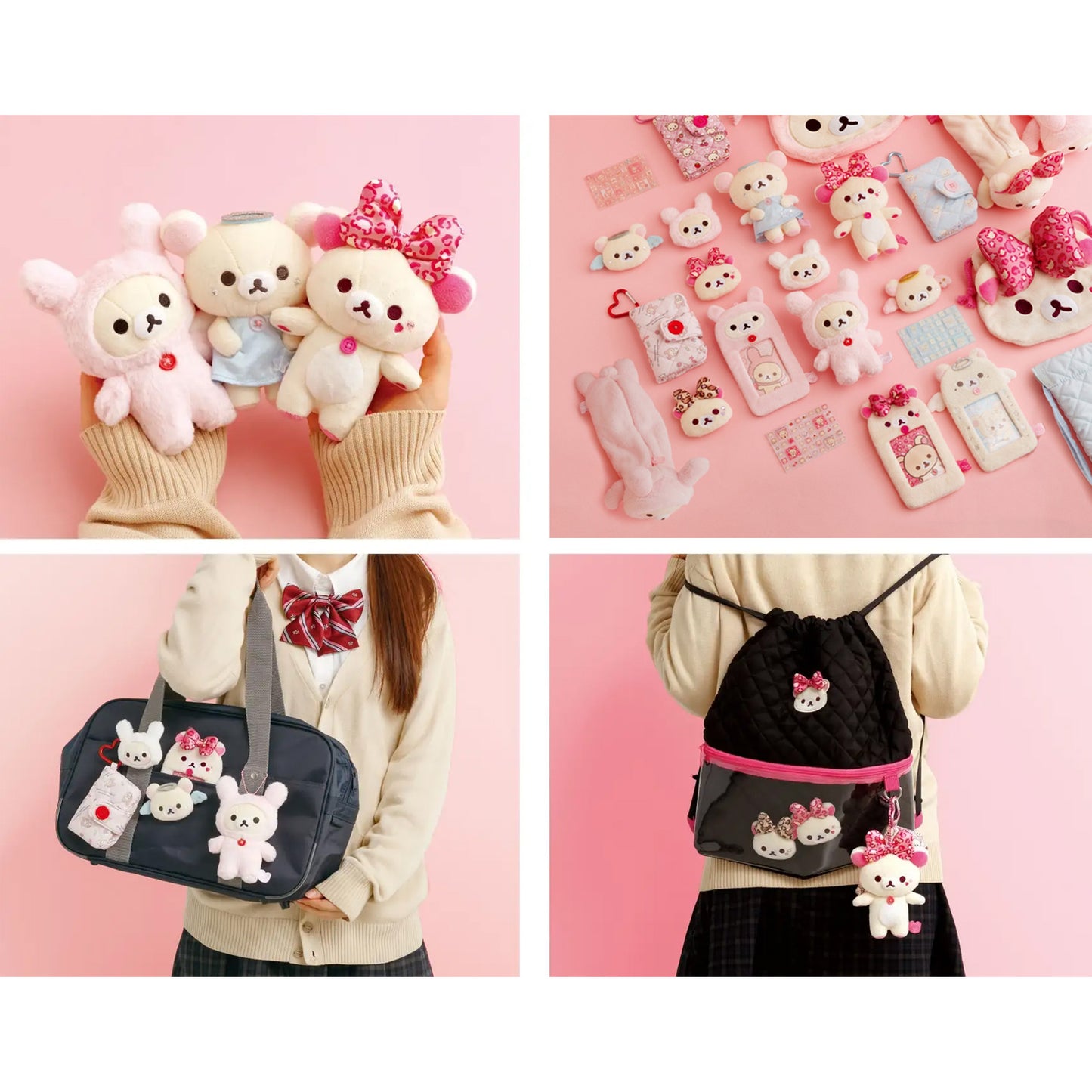 PRE-ORDER | Rilakkuma | Korilakkuma Lots | Pink Leopard Bow Mini Plush Badge