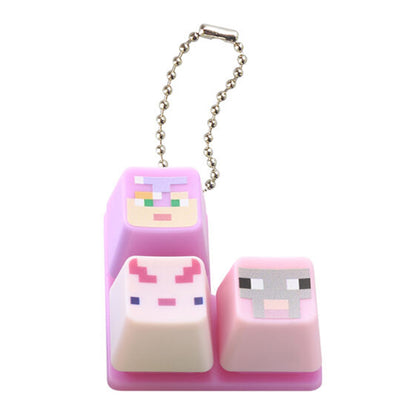 Minecraft | Colorful Keyboard Charm | Pink Keys Keychain Figure