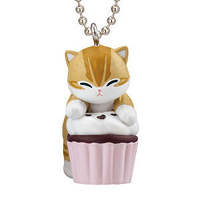 Mofusand | Cupcake-Katze | Weiße Schlüsselanhänger-Minifigur