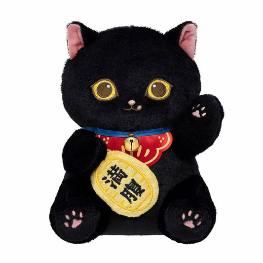 PRE-ORDER | Mofusand | Japanese! Souvenir Lottery | Black Maneki Neko Lucky Cat (Full Belly) Sitting Small Plush | Online Limited