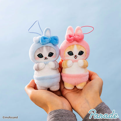 Mofusand | Usanyan Rabbit | Blue Ribbon Keychain Mini Plush