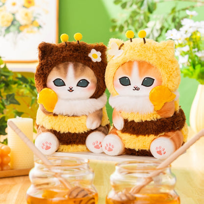 PRE-ORDER | Mofusand | Full of Hachinyan Bee Lottery | Brown Cat (Brown Bee Honey Licking) Sitting Small Plush | Ichiban Kuji