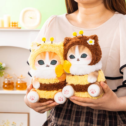 PRE-ORDER | Mofusand | Full of Hachinyan Bee Lottery | Brown Cat (Brown Bee Honey Licking) Sitting Small Plush | Ichiban Kuji