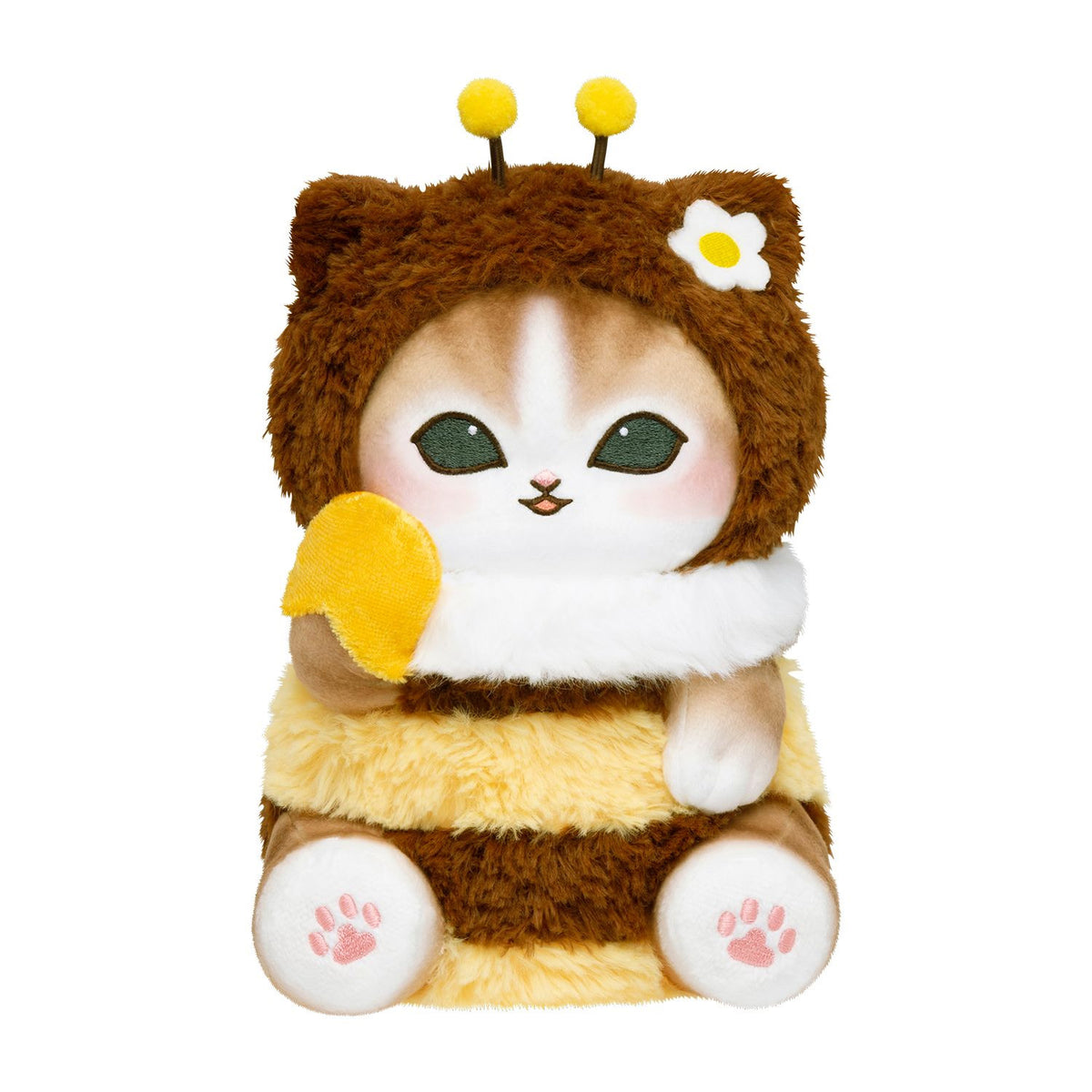 PRE-ORDER | Mofusand | Full of Hachinyan Bee Lottery | Brown Cat (Brown Bee Honey Licking) Sitting Small Plush | Ichiban Kuji