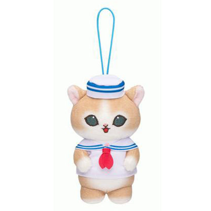 Mofusand | Série Matelot | Chat Roux (Chapeau Blanc) Porte-clés Mini Peluche