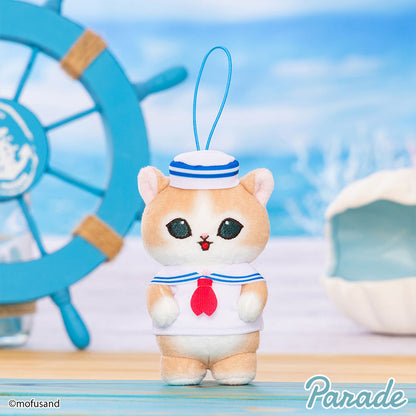 Mofusand | Série Matelot | Chat Roux (Chapeau Blanc) Porte-clés Mini Peluche