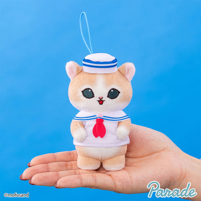 Mofusand | Série Matelot | Chat Roux (Chapeau Blanc) Porte-clés Mini Peluche