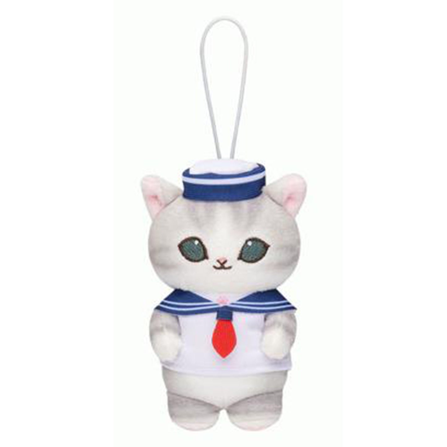 Mofusand | Série Matelot | Chat Gris (Chapeau Blanc) Porte-clés Mini Peluche