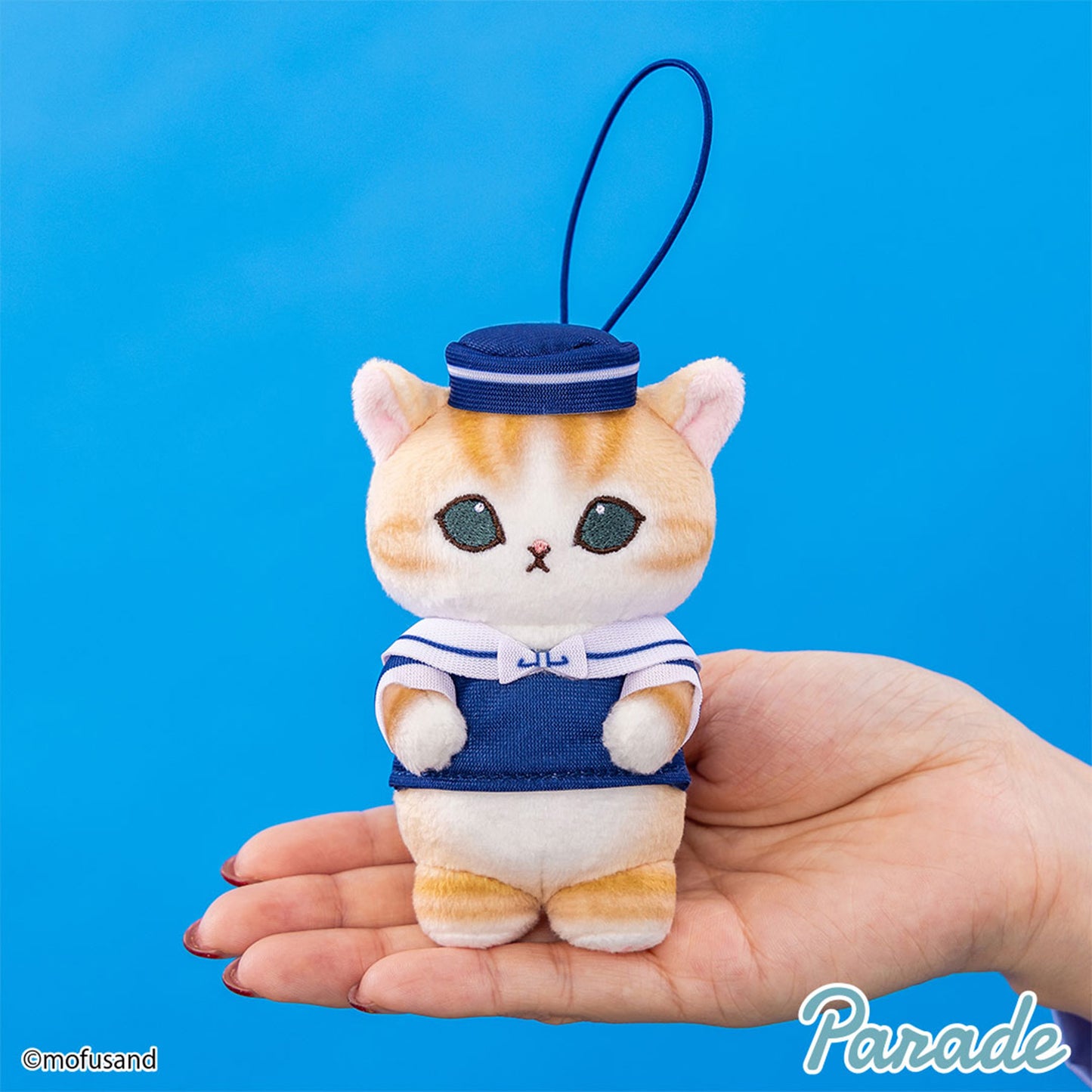 Mofusand | Sailor Serie | Orange Katze (Blaue Mütze) Schlüsselanhänger Mini-Plüsch