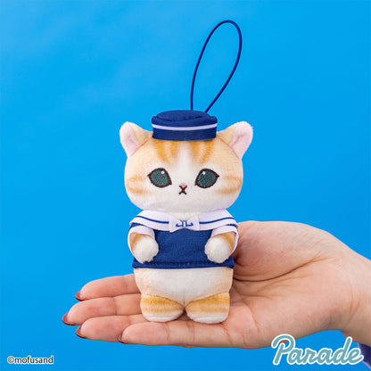 Mofusand | Sailor Serie | Orange Katze (Blaue Mütze) Schlüsselanhänger Mini-Plüsch