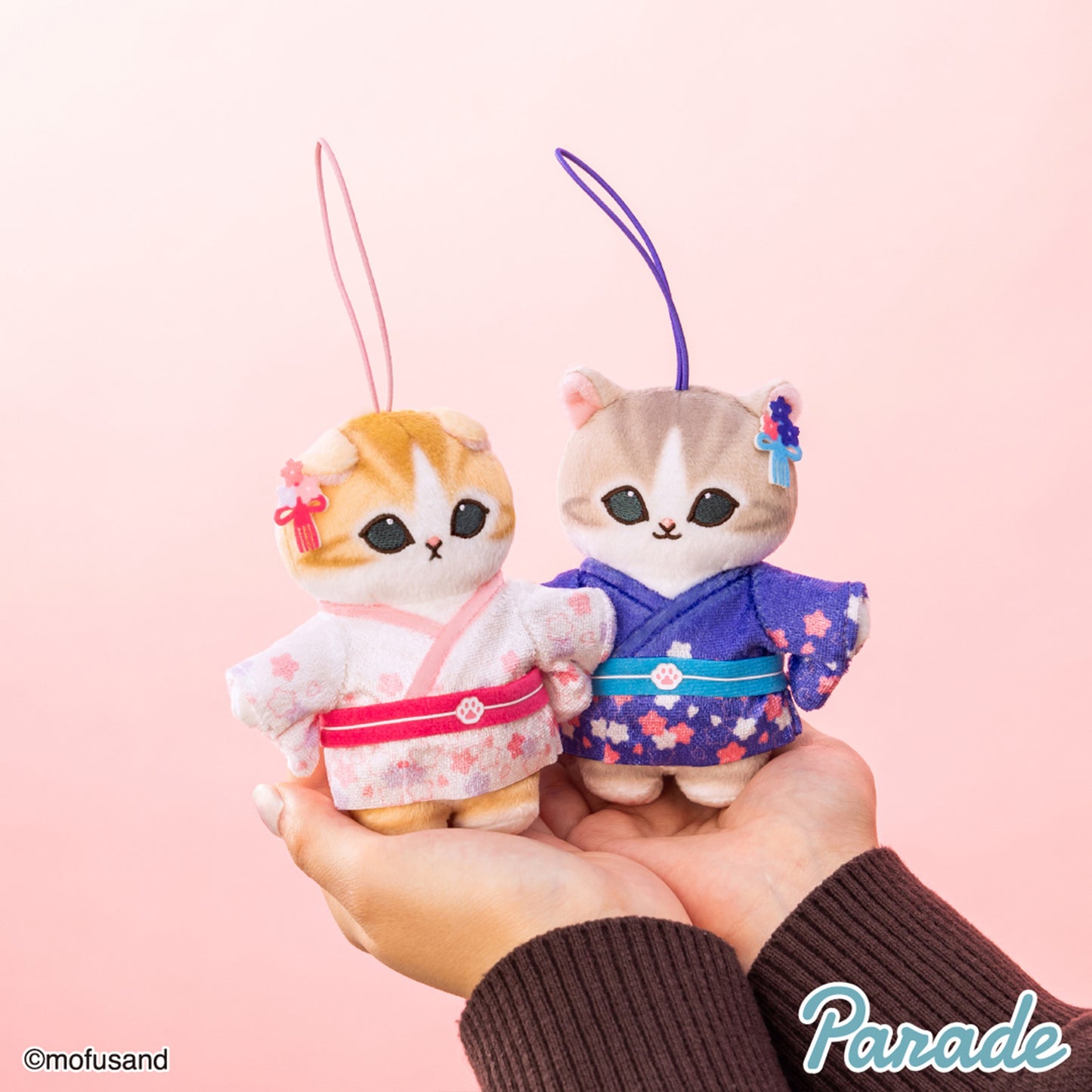 Mofusand | Sakura Cherry blossoms in Full Bloom | Orange Cat Yukata Pink Mascot Mini Plush | Taito Limited