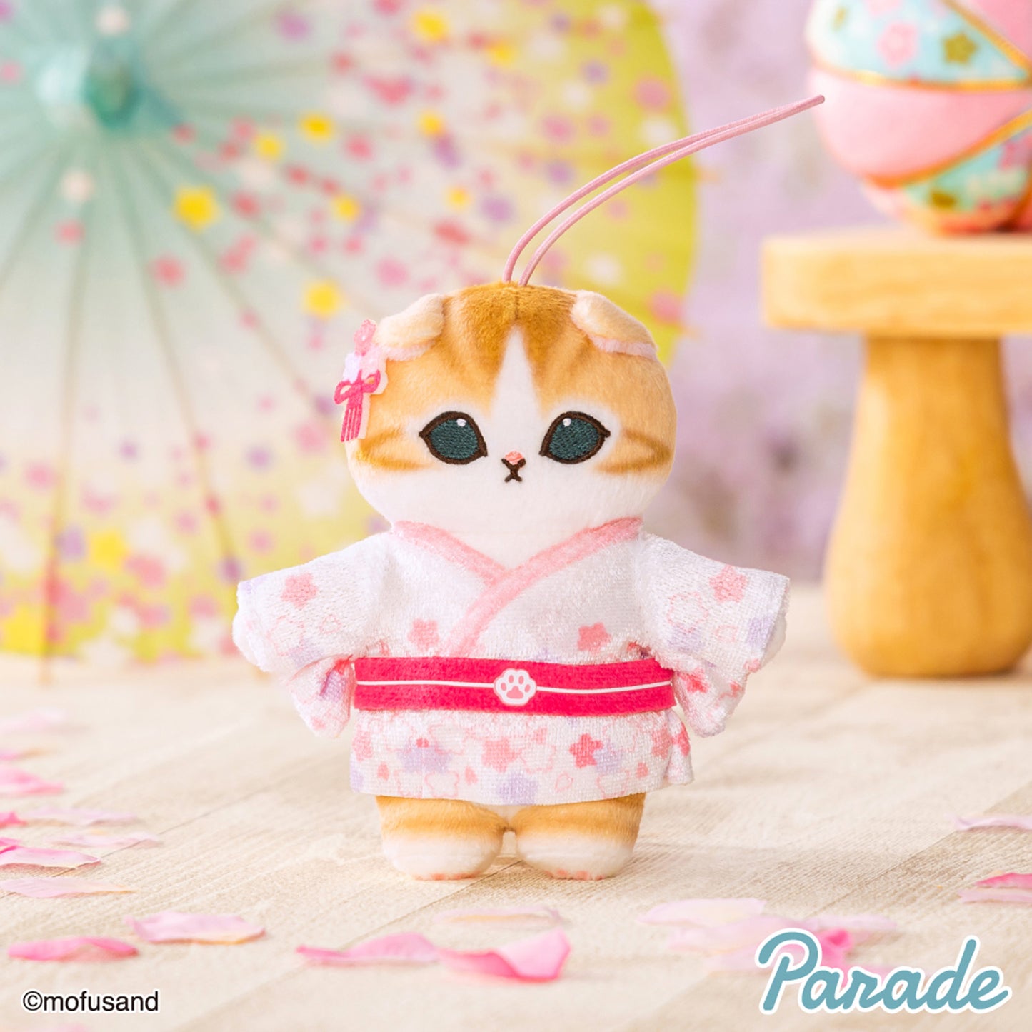 Mofusand | Sakura Cherry blossoms in Full Bloom | Orange Cat Yukata Pink Mascot Mini Plush | Taito Limited