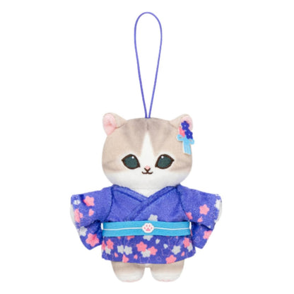 Mofusand | Sakura Cherry blossoms in Full Bloom | Cream Cat Yukata Blue Mascot Mini Plush | Taito Limited