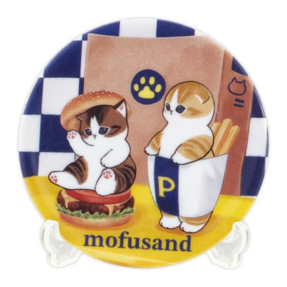 Mofusand | Small Plate Collection | Burger & Fries Cats Plate with Display Stand