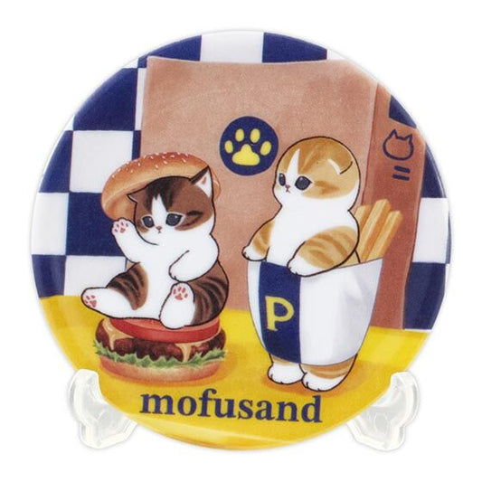 Mofusand | Small Plate Collection | Burger & Fries Cats Plate with Display Stand