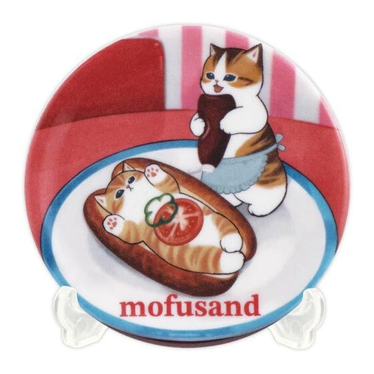 Mofusand | Small Plate Collection | Hot Dog Cats Plate with Display Stand