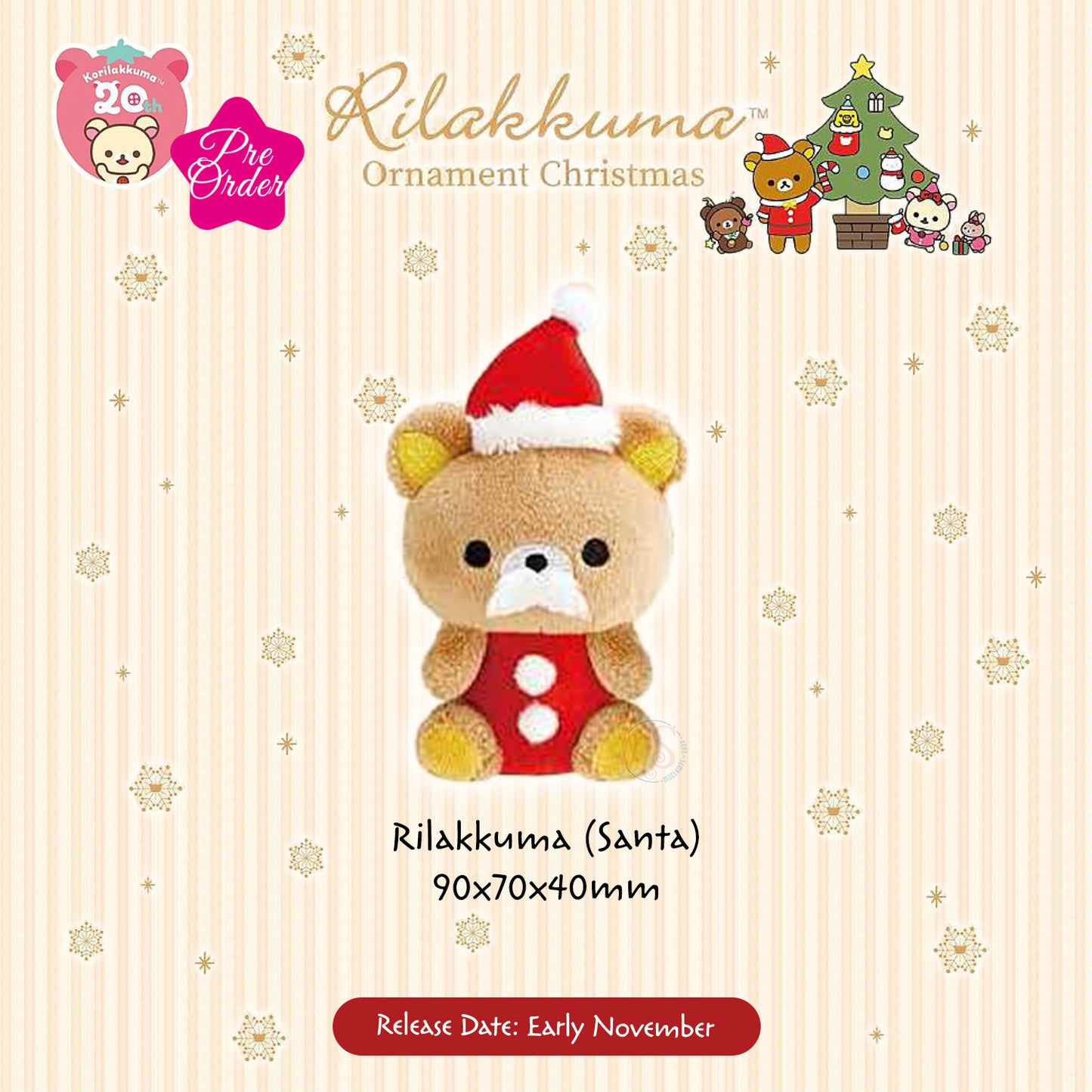 PRE-ORDER | Rilakkuma | Christmas 2024 | Ornament Tenori Mini Plushies