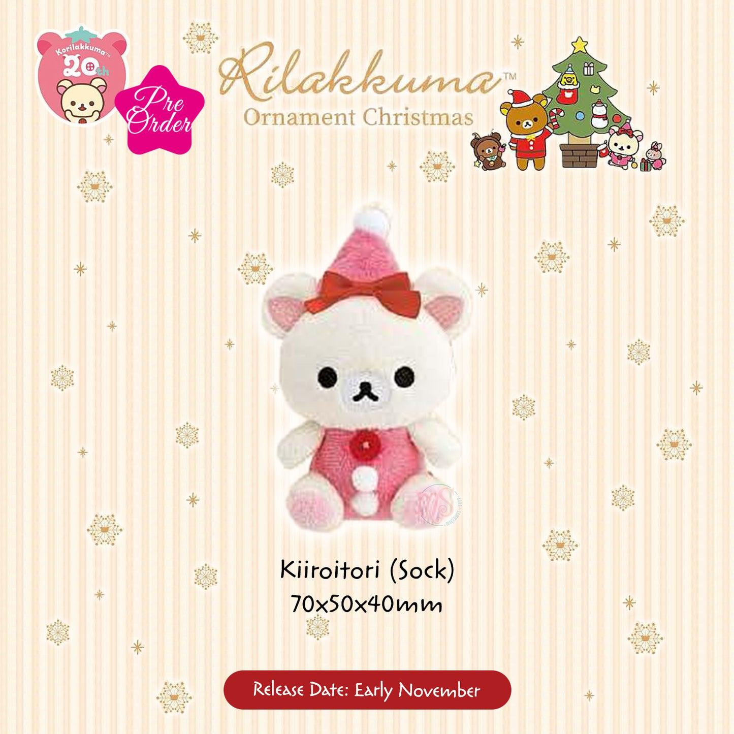 PRE-ORDER | Rilakkuma | Christmas 2024 | Ornament Tenori Mini Plushies