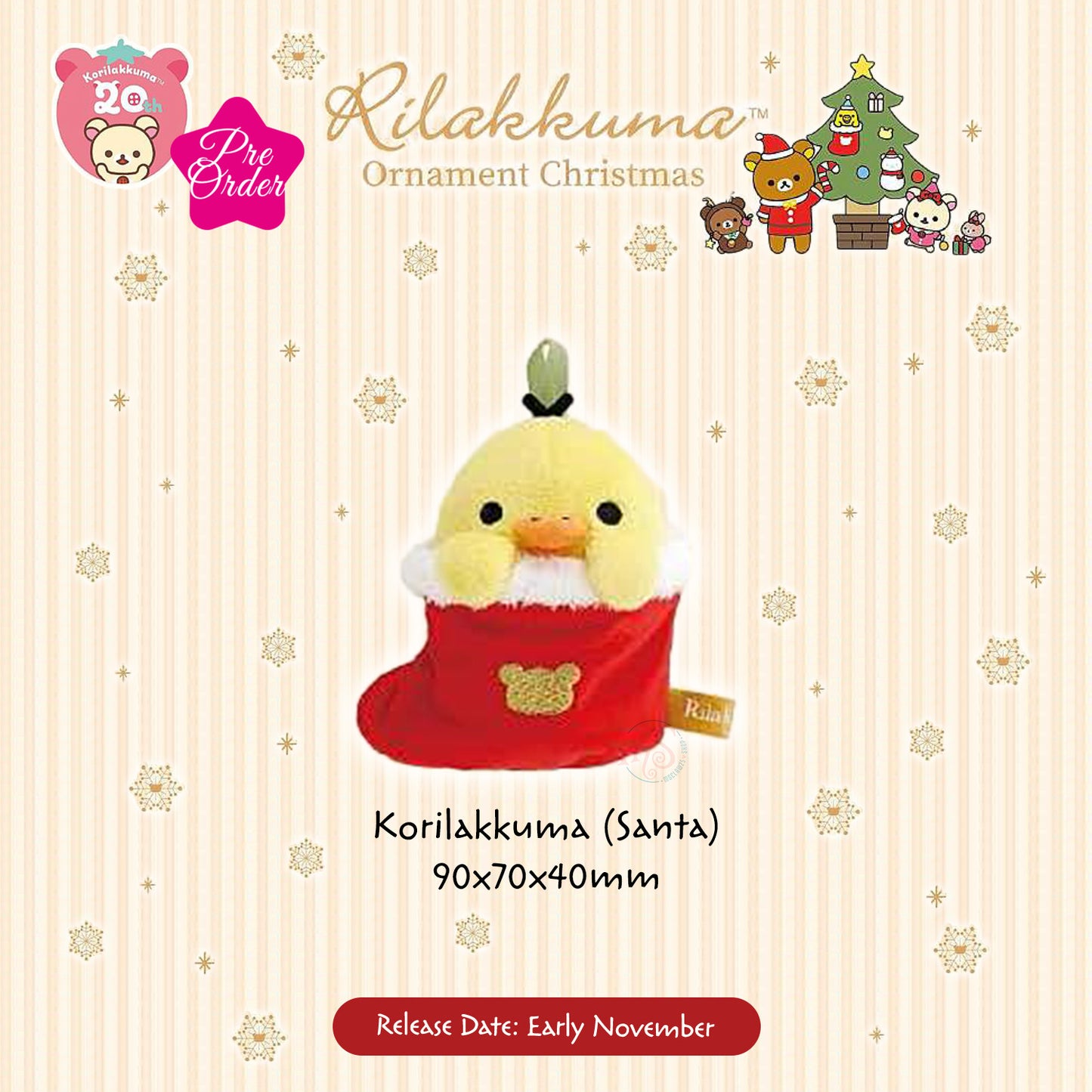 PRE-ORDER | Rilakkuma | Christmas 2024 | Ornament Tenori Mini Plushies