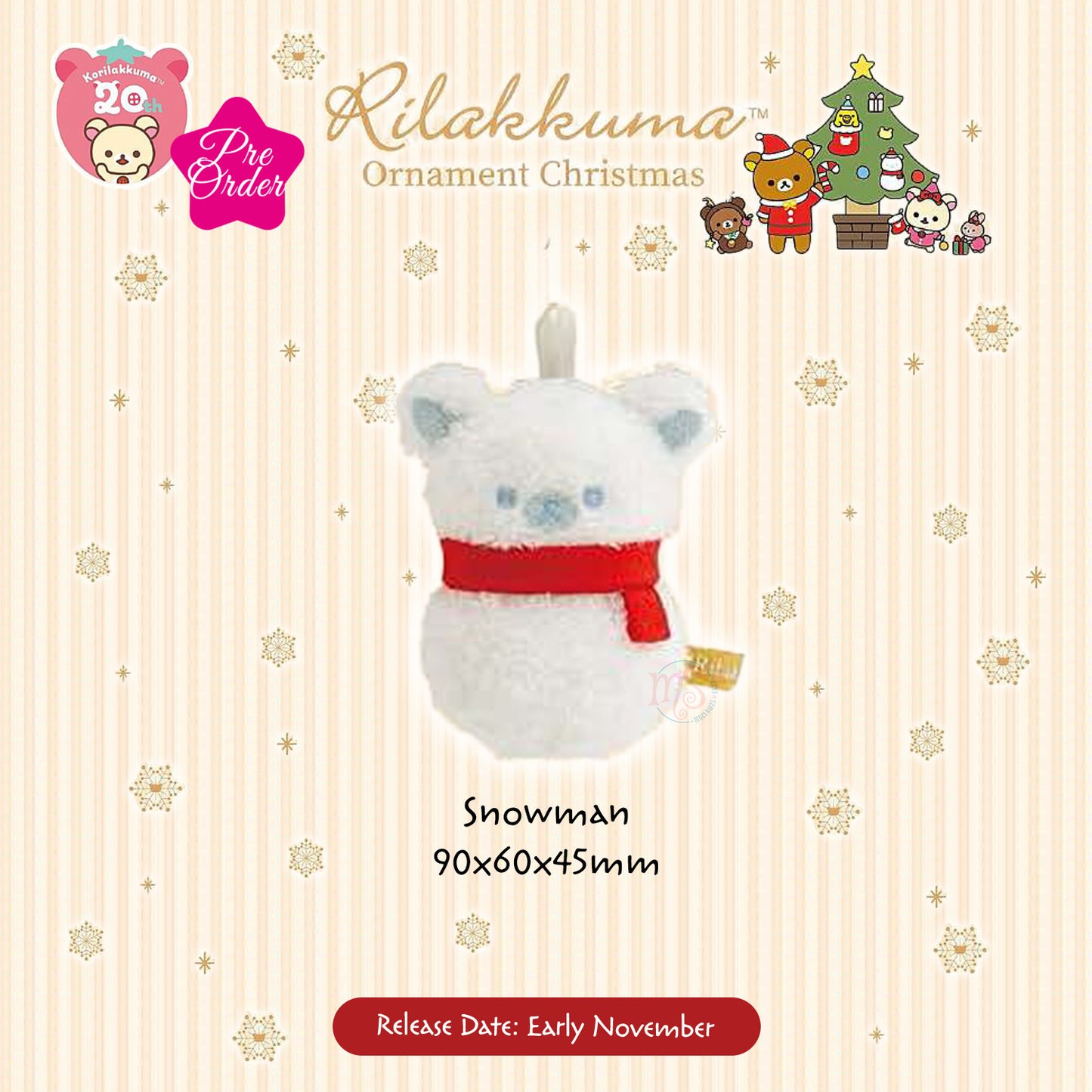 PRE-ORDER | Rilakkuma | Christmas 2024 | Ornament Tenori Mini Plushies