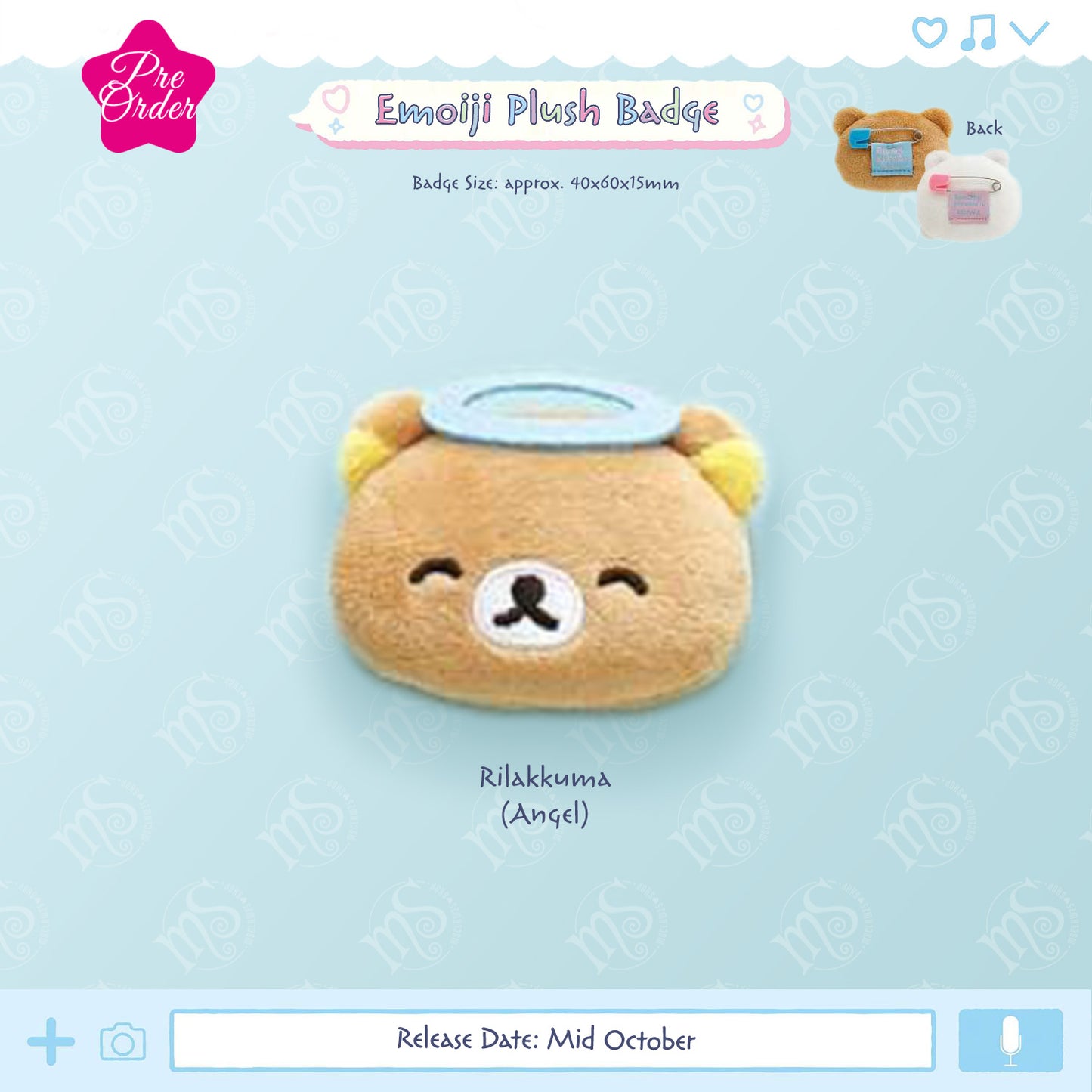 PRE-ORDER | Rilakkuma & Sumikko Gurashi | Emoji Mini Plush Badges