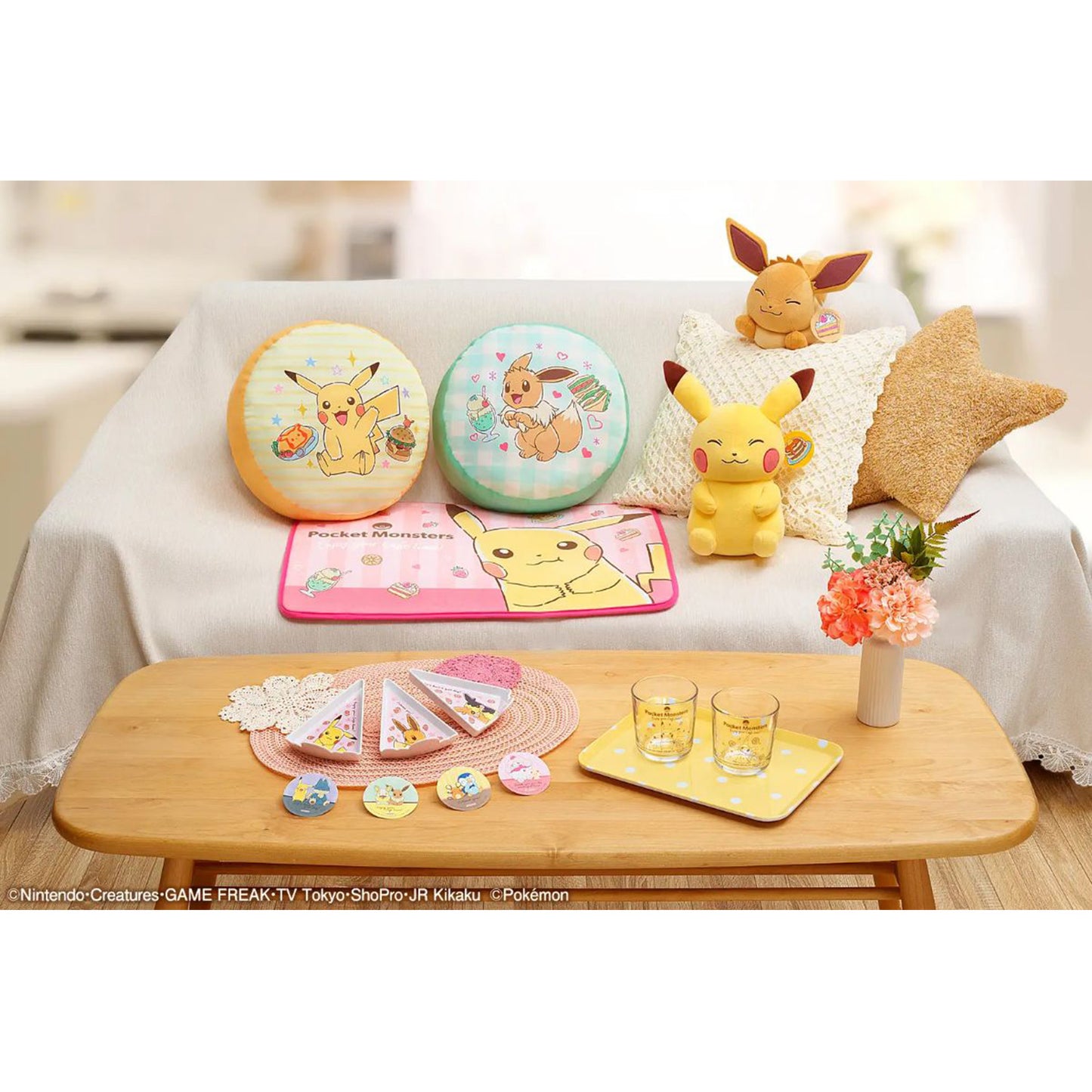 Pokémon | Cafe Art | Pikachu & Eevee Cushions