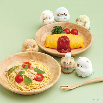 Sumikko Gurashi | Le restaurant rond du raton laveur | Set de mini peluches Chat Neko et Omelette au riz